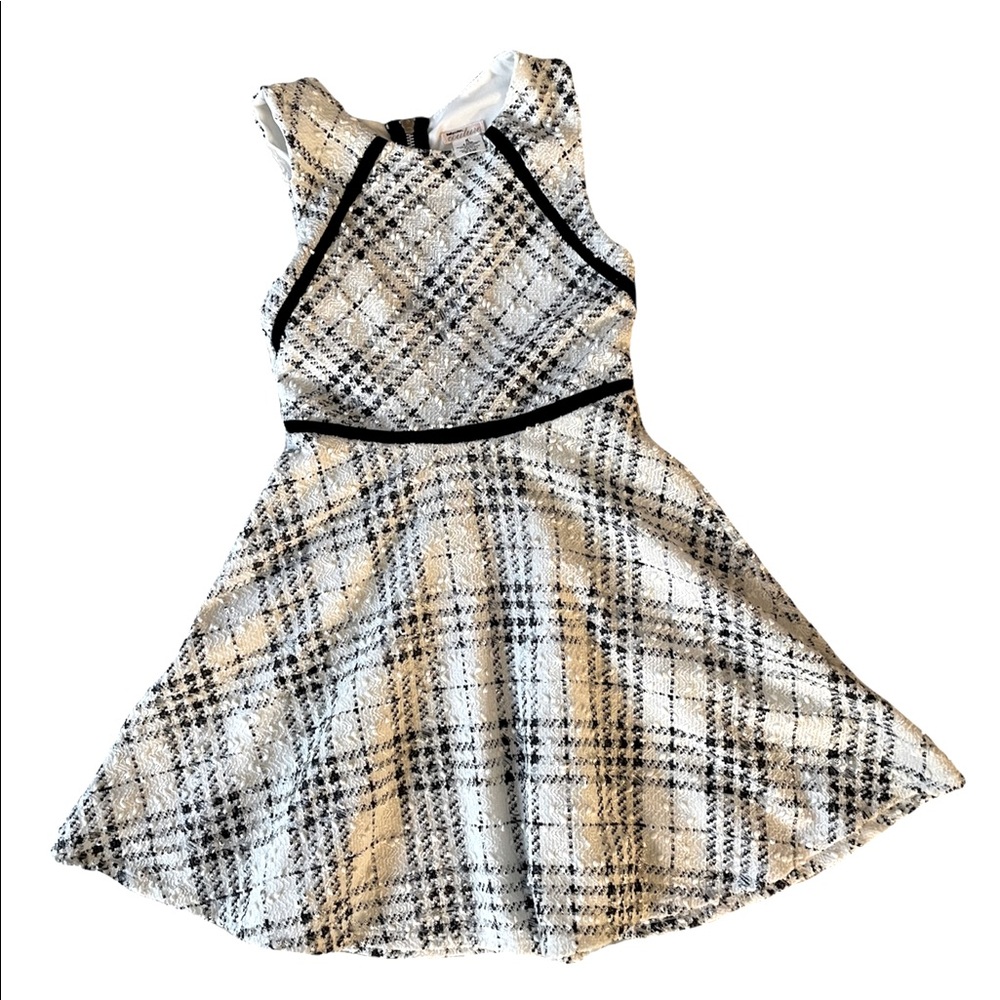 SALLY MILLER dress plaid white and black -size 10